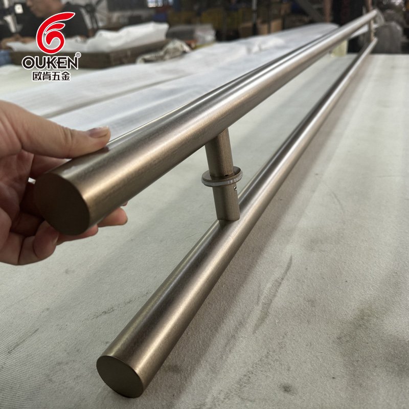 Customizable Solid Door Handle Rose Gold Round Tube Stainless Steel Armrest Luxury Hotel Wooden Door Business Glass Door Handle