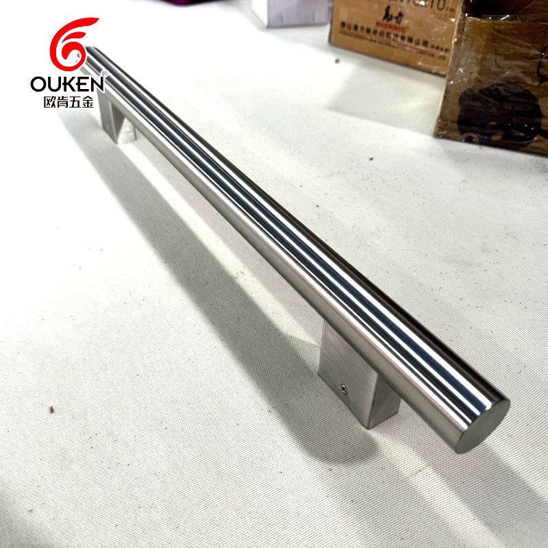 Customizable Solid Door Handle Rose Gold Round Tube Stainless Steel Armrest Luxury Hotel Wooden Door Business Glass Door Handle