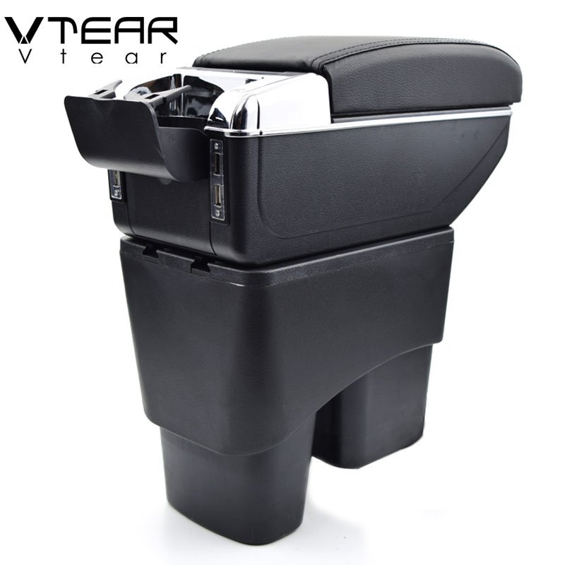 Vtear for Kia Pegas Armrest USB Charging Interface Heighten Storage Box Central Store Content Arm Rest Car Accessories 17-18