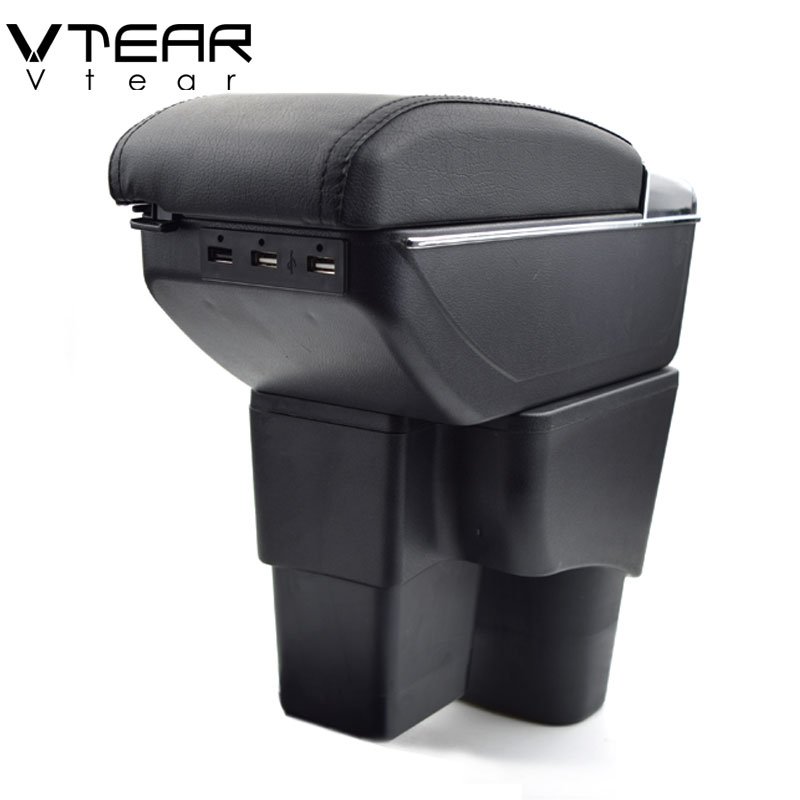 Vtear for Kia Pegas Armrest USB Charging Interface Heighten Storage Box Central Store Content Arm Rest Car Accessories 17-18