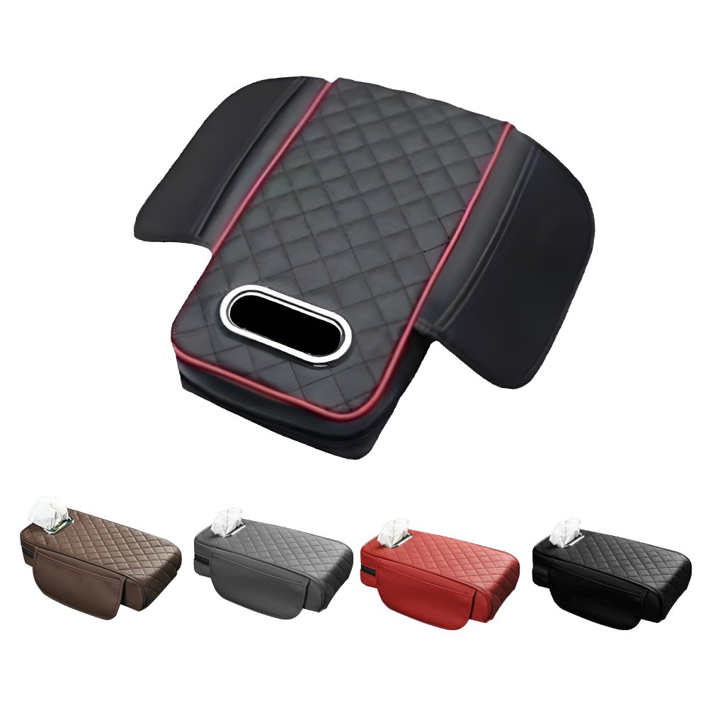 Luxury Leather Memory Foam Extender Cushion Protector Napkin Storage Car Armrest Console Box With Phone Tissue Organizer for Car