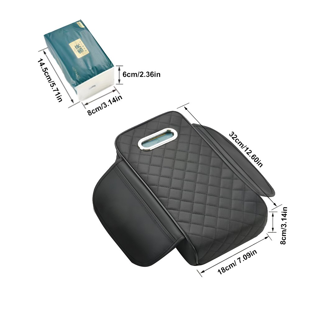 Luxury Leather Memory Foam Extender Cushion Protector Napkin Storage Car Armrest Console Box With Phone Tissue Organizer for Car