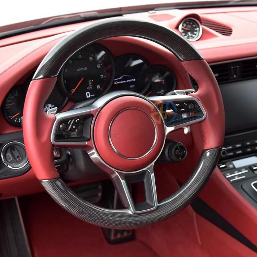 Customized Car Steering Wheel For Porsche Cayenne Panamera Cayman 718 991 911 Macan Upgraded Carbon Fiber Steering Wheel