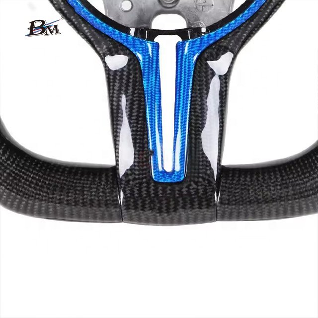 M Performance For M5/F10 F11 F18 F12 F13 BMW Blue Cover Plate Carbon Fiber Leather Steering Wheel Interior Accessories For Cars
