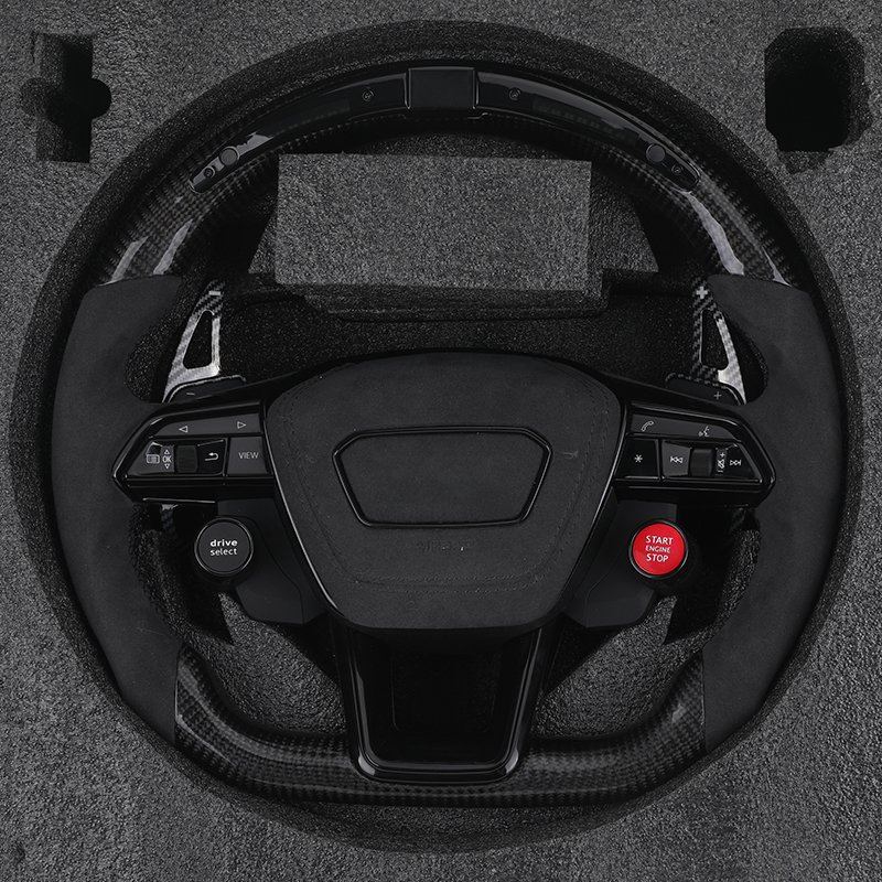 Car Start Button S-Line Half Alcantara Carbon Fiber Paddle LED Steering Wheel for Audi TT R8 A4 A5 B8 B9 S4 RS6 A6 C7 RS Q5 Q6
