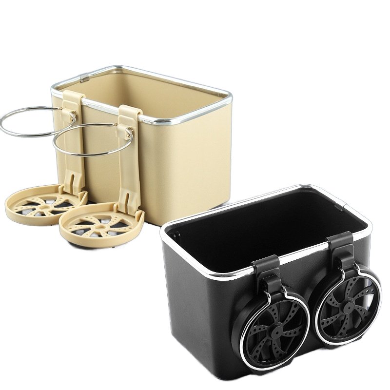 Felaruta Simple Creative Multi-Functional Car Storage Box Foldable Plastic Water Cup & Tissue Holder Armrest Organizer