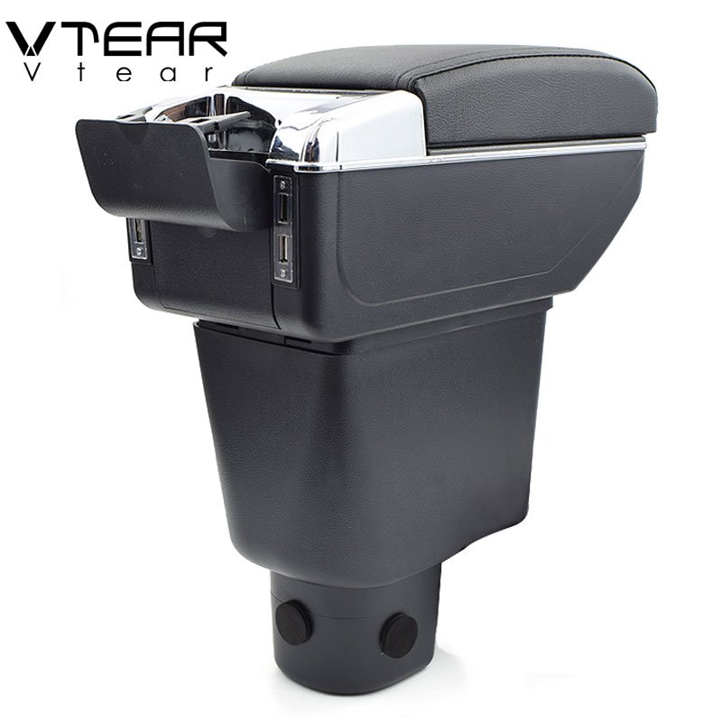 Vtear for Honda Mobilio Armrest PU Leather Central Store Content Storage Box Interior Car Arm Rest Car-styling Accessories Parts