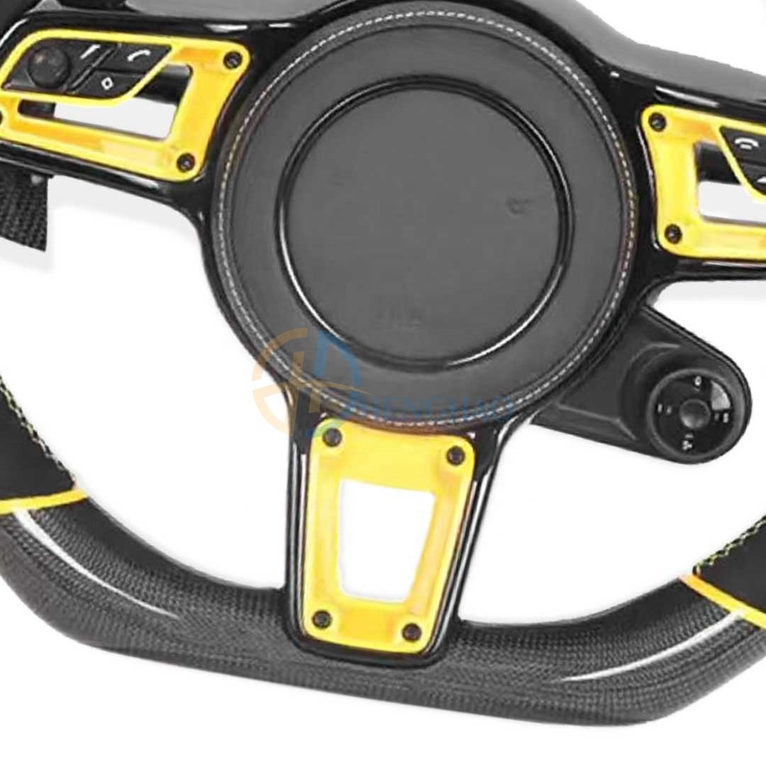 Customized Car Steering Wheel For Porsche Panamera Macan Cayman Boxster 718 991 911 Cayenne Upgraded Carbon Fiber Steering Wheel