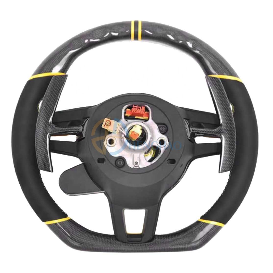 Customized Car Steering Wheel For Porsche Panamera Macan Cayman Boxster 718 991 911 Cayenne Upgraded Carbon Fiber Steering Wheel