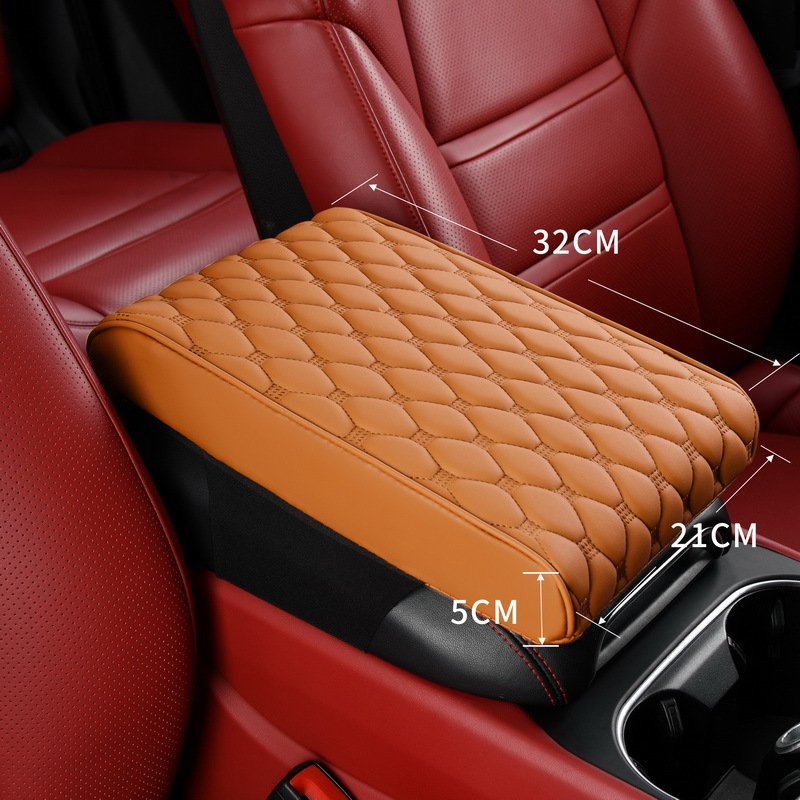 Four Seasons Leather Car Armrest Cushion General Car Protective Cover with Elbow Pillow Interior Accessories