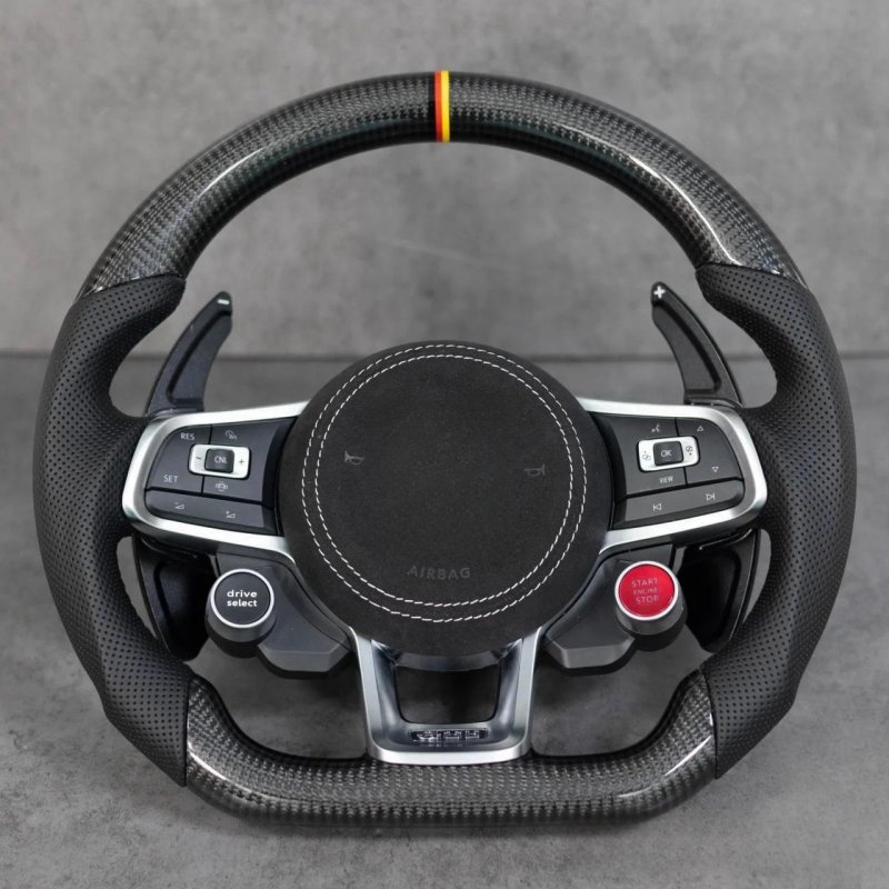 Custom Steering Wheel Fit For VW MK7 MK6 GOLF 7 GOLF 6 R LED Carbon Fiber Steering Wheel