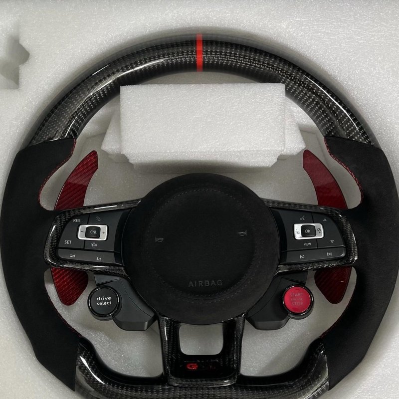 Custom Steering Wheel Fit For VW MK7 MK6 GOLF 7 GOLF 6 R LED Carbon Fiber Steering Wheel