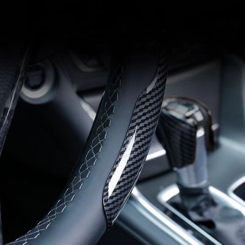 Car Steering Wheel Cover Breathable Anti Slip Steering Covers Suitable Auto Decoration Carbon Fiber Pattern Accessories