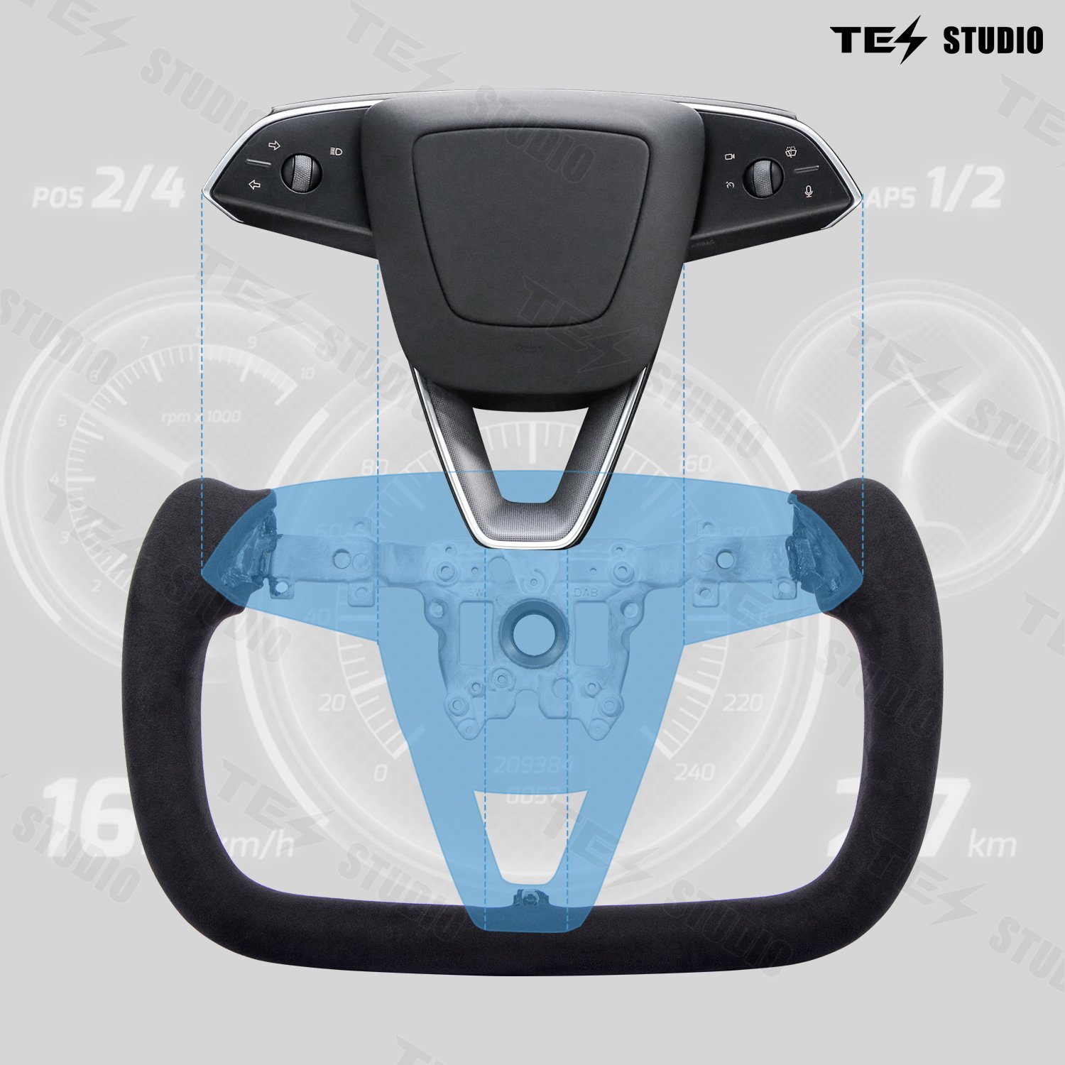 For Tesla Model 3 Highland Carbon Fiber Steering Wheel Modification Leather Car Steering Wheel