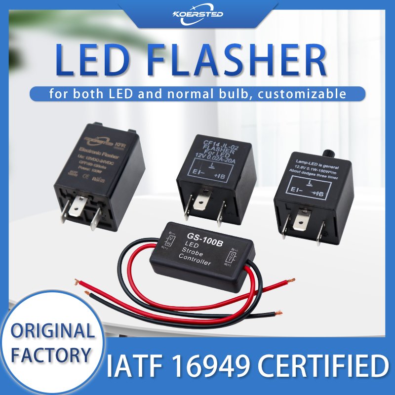 12V/24V Automotive Flasher Relay, Apply for Both LED and Normal Bulb, for Automobile Car Motorcycle RV Truck Boat