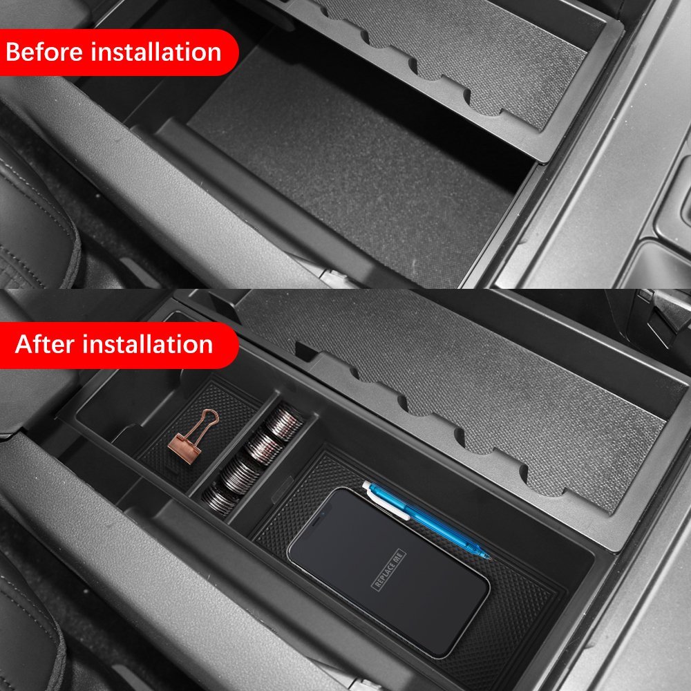Podofo Car Armrest Storage Box Black for Ford F150 2021-2022 Central Control Armrest Box Car Interior Stying Accessories