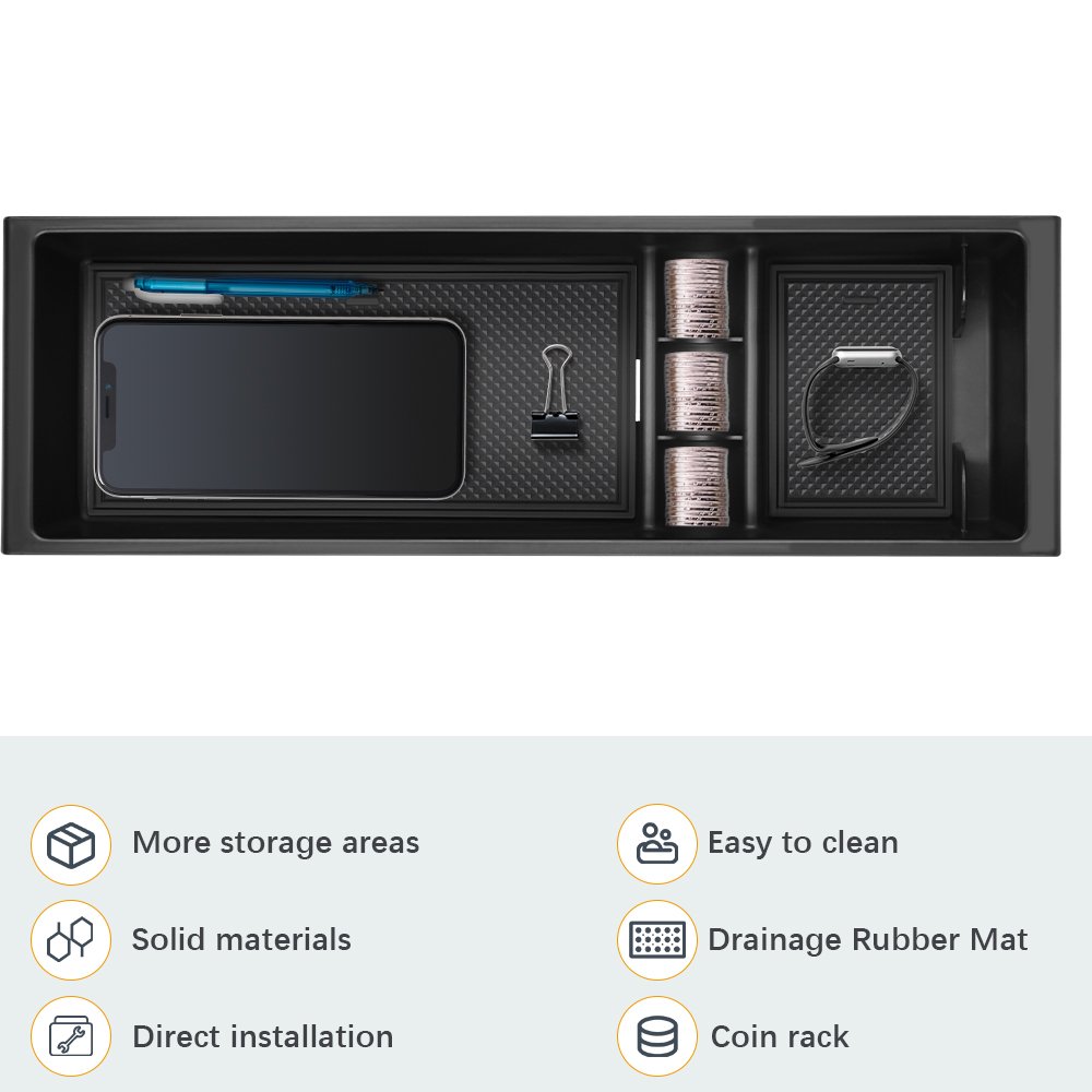 Podofo Car Armrest Storage Box Black for Ford F150 2021-2022 Central Control Armrest Box Car Interior Stying Accessories