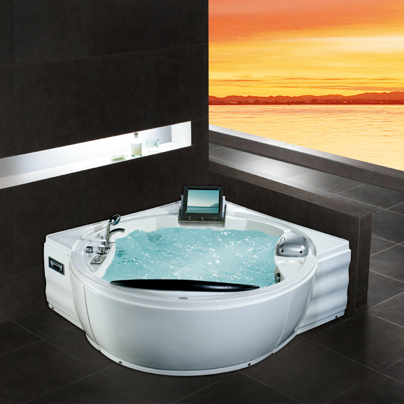 White Freestanding Hotel Bathroom Tub and Shower Acrylic Modern Bathtub Acrylic Luxury Tv & Ice Box Hot Tub Hydromassage Spa
