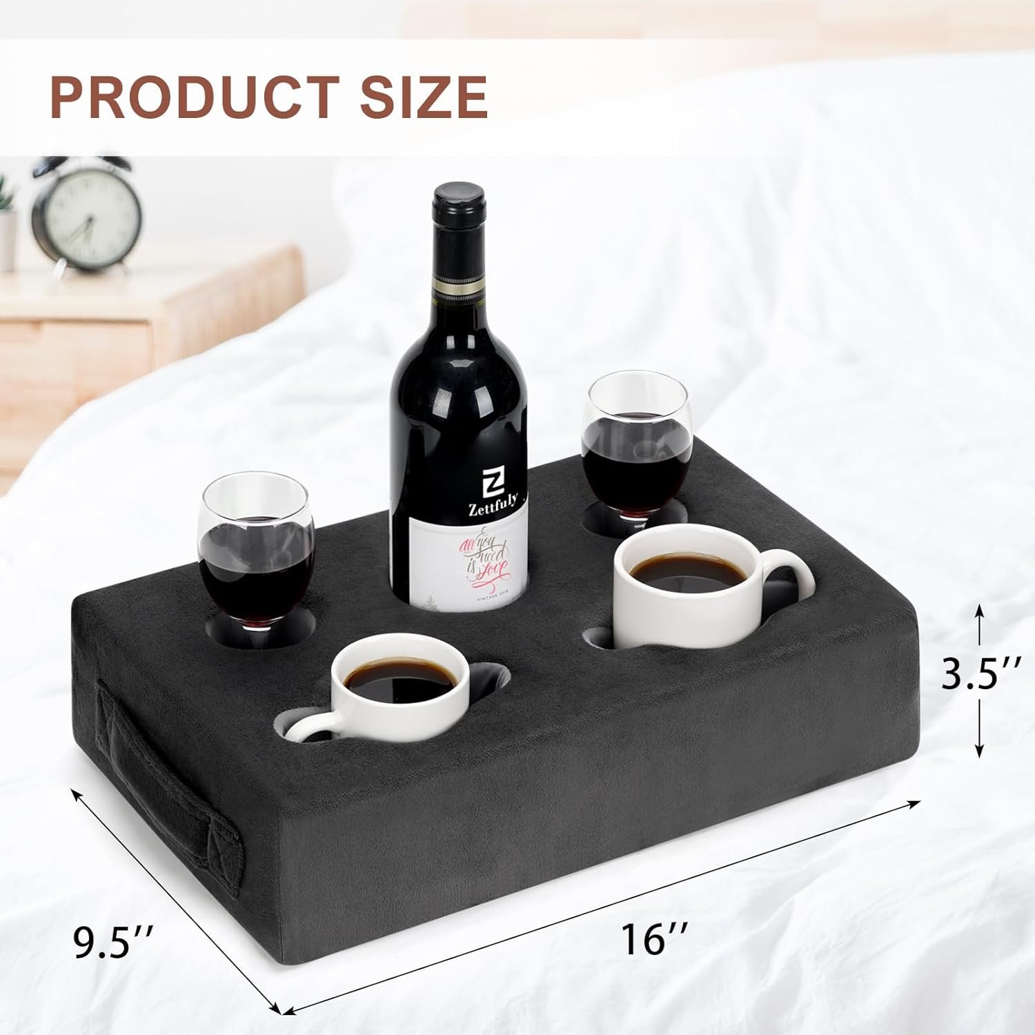 Factory Price Soft Couch Holder Armrest Table Storage Cup Holes TV Remote Control Holder With Handles