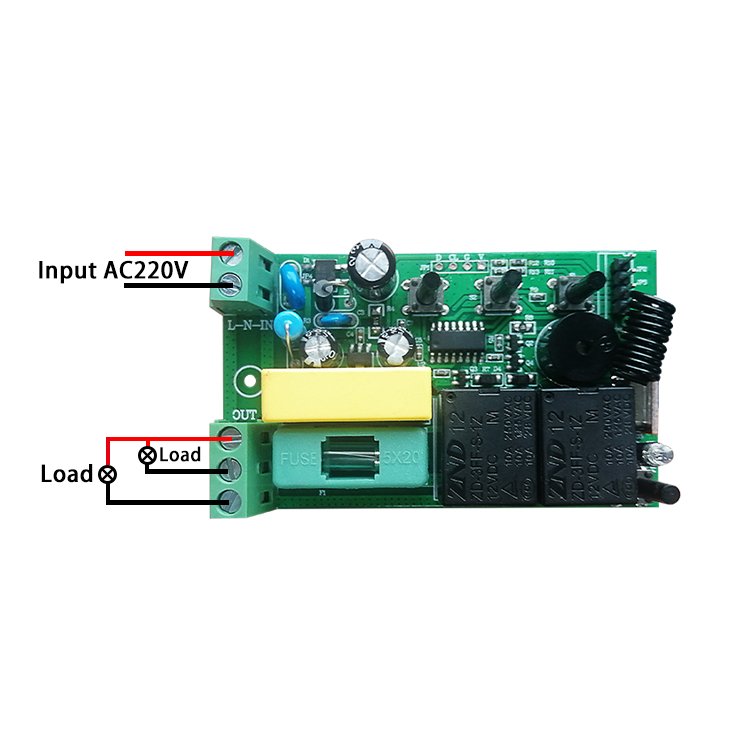 433MHz Wireless Universal Remote Control AC 220V 10A 2CH Rf Relay Receiver and Transmitter for Smart Home Light/ Bulb/ Motor