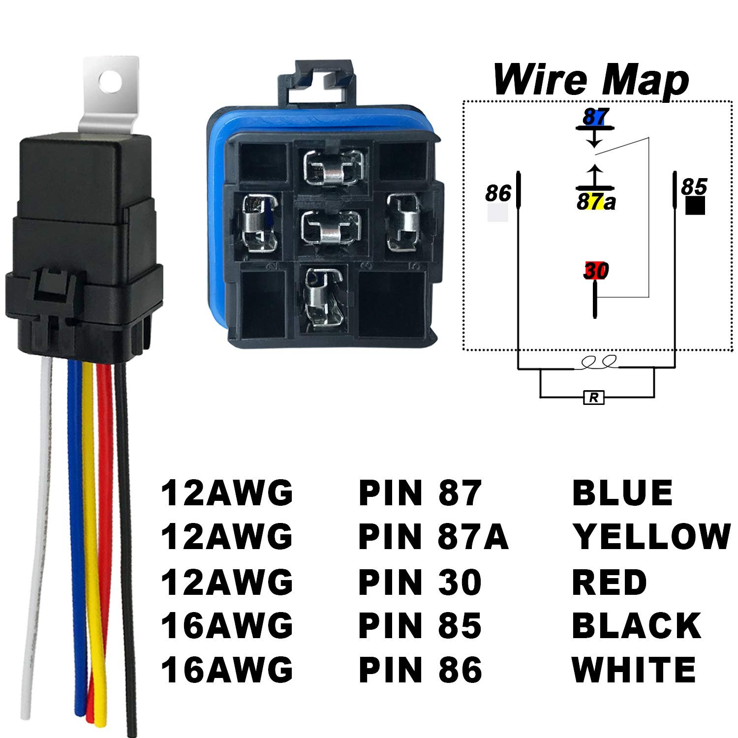 Buy 40amp Auto Relay Socket 5wires Harness 12v 4pin 5pin Automobile Electric Cooling Fan Wire Harness Car Relay Kits