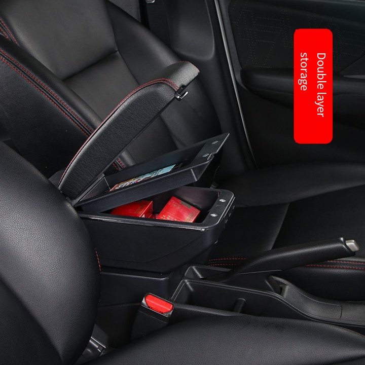 Chevrolet Aveo Front Interior Leather and ABS Armrest Accessories with USB Charging Central Storage Box and Cup Holder