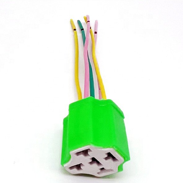 5-Pin Automotive Relay Socket with Ceramic Base 16AWG Line for Headlight & 4 Pin Relay Socket Auto Terminals