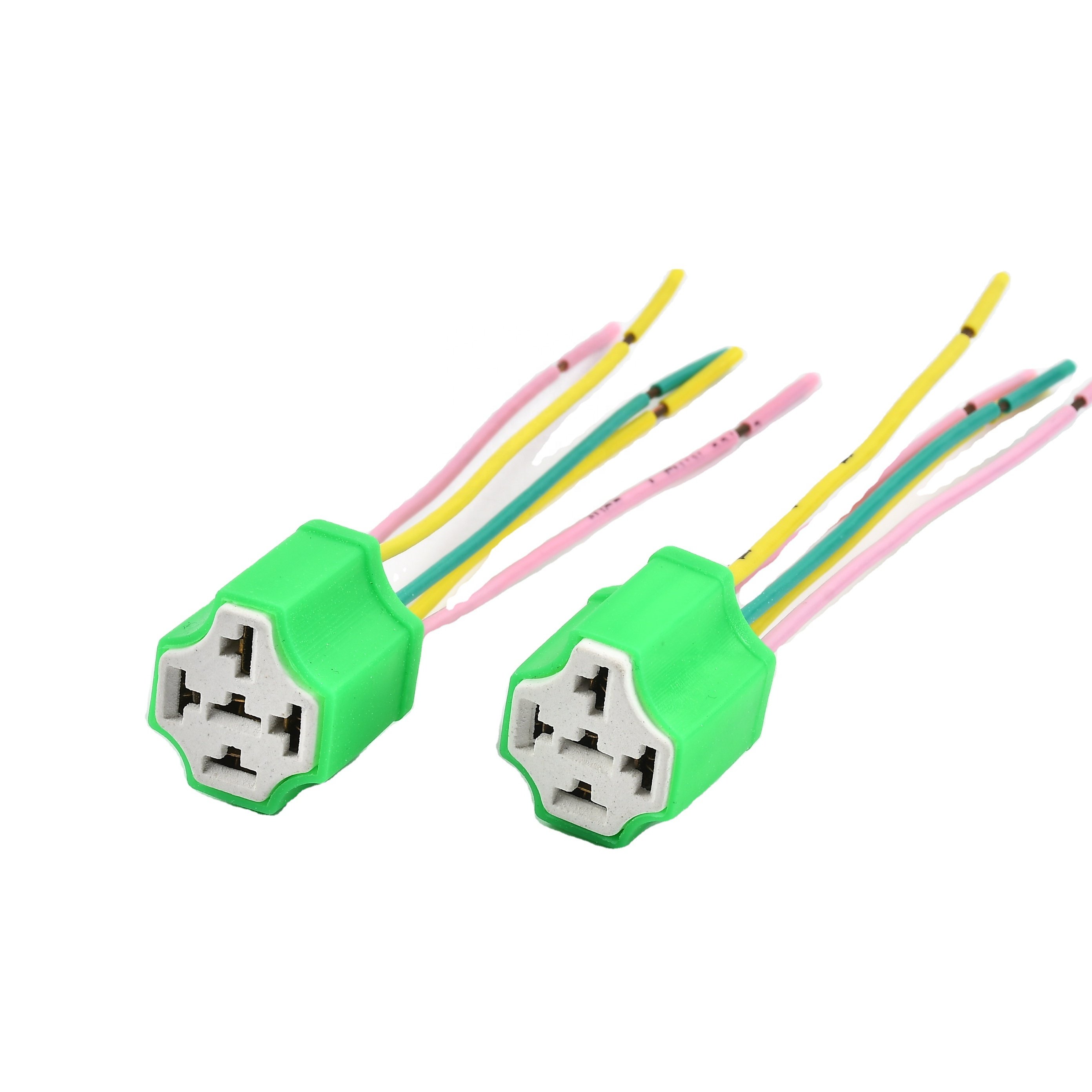 5-Pin Automotive Relay Socket with Ceramic Base 16AWG Line for Headlight & 4 Pin Relay Socket Auto Terminals