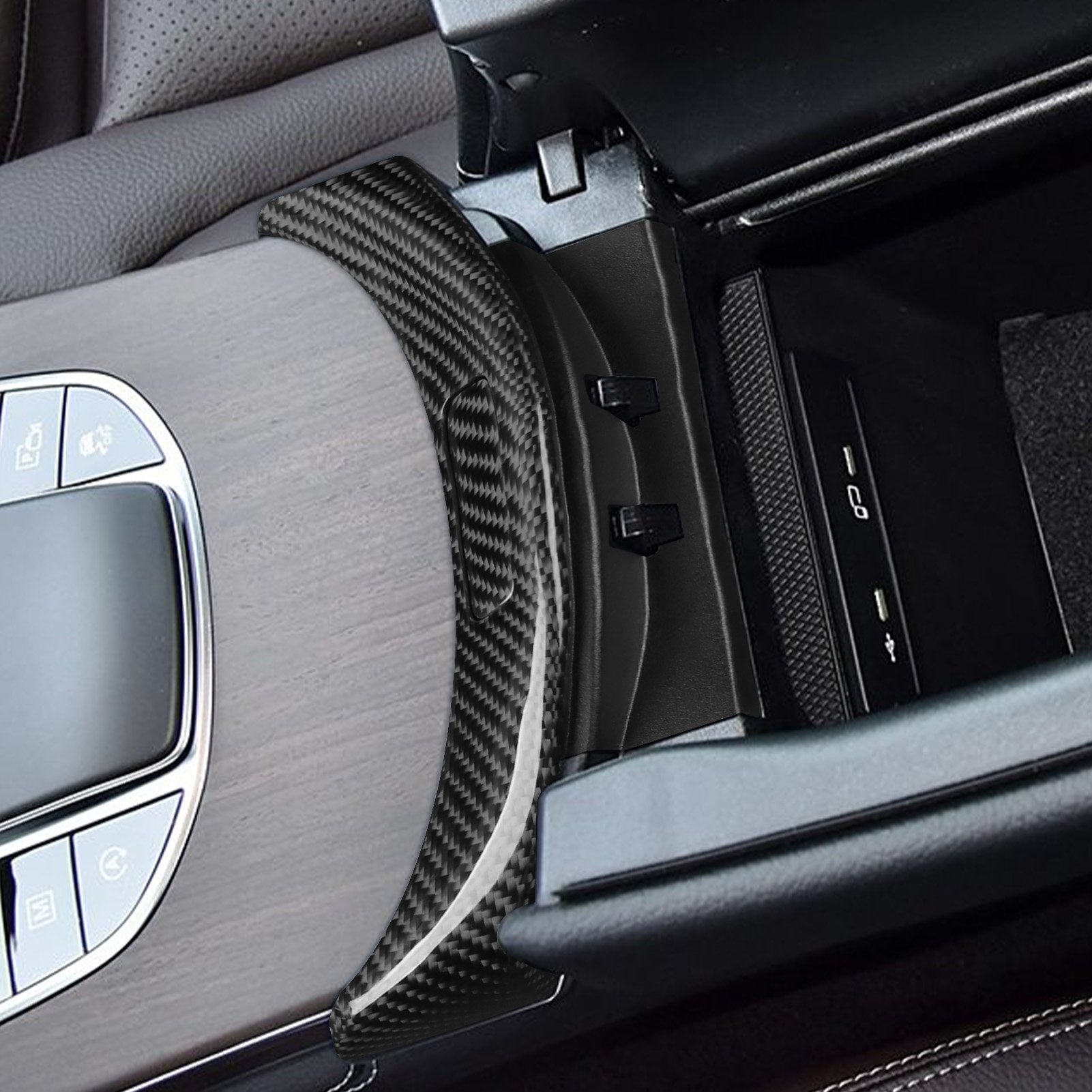 For Mercedes Benz W205 W253 C Class GLC 15-20 Carbon Fiber Interior Trim Replacement Interior Kits Armrest Box Switch Panel