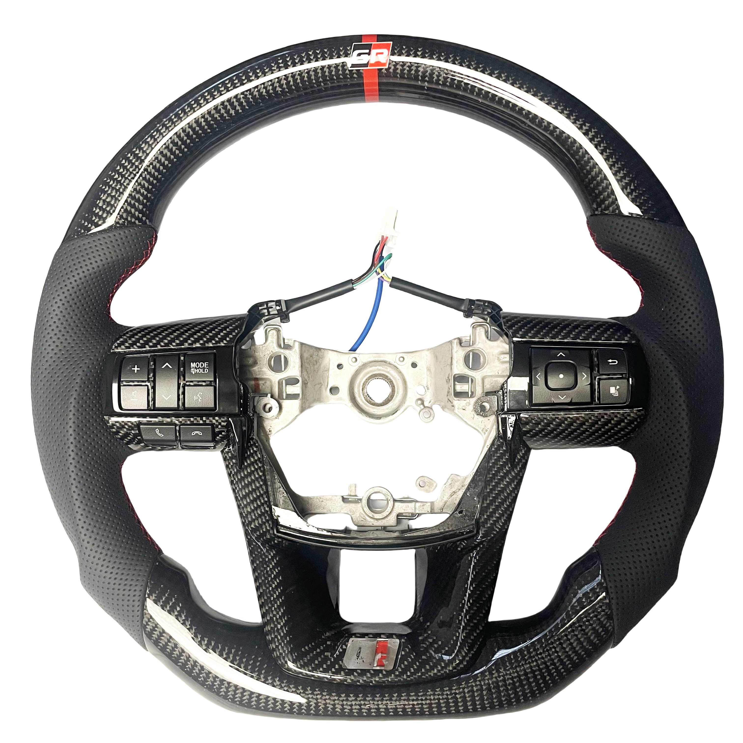 Customized Carbon Fiber Flat Bottom Steering Wheel for Toyota Hilux Revo Fortuner 2011-2018 Innova GR Sport Racing