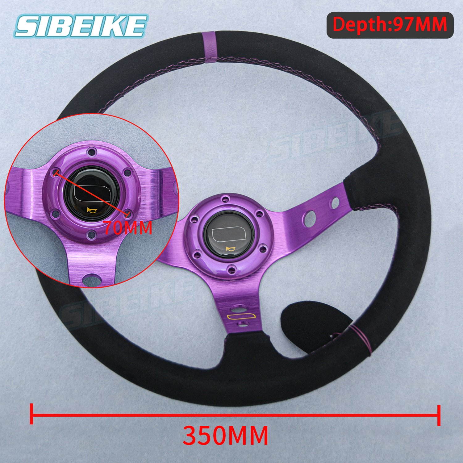 14inch Universal Tuning Sport Suede Leather Steering Wheel Deep Corn JDM Sim Racing Game Steering Wheel for Car Accessories