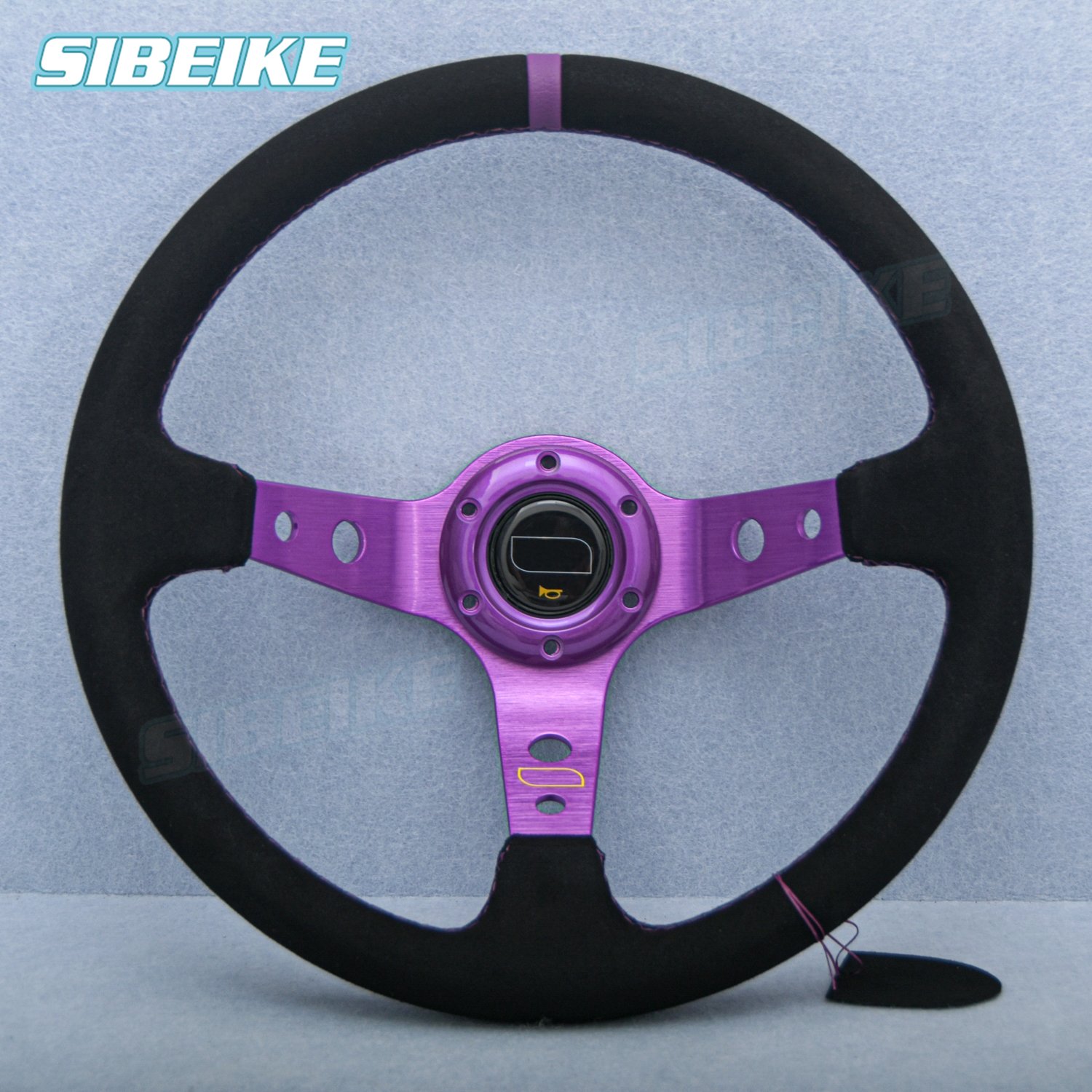 14inch Universal Tuning Sport Suede Leather Steering Wheel Deep Corn JDM Sim Racing Game Steering Wheel for Car Accessories
