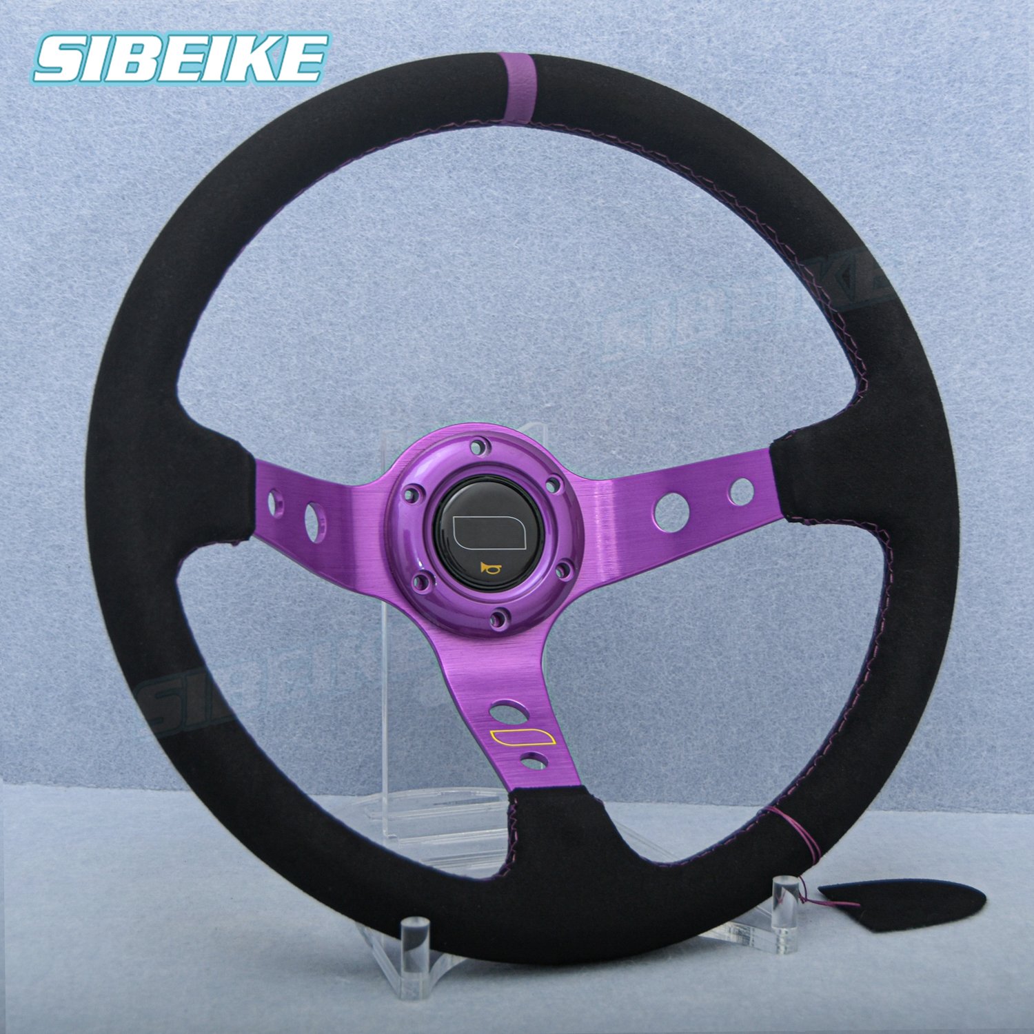 14inch Universal Tuning Sport Suede Leather Steering Wheel Deep Corn JDM Sim Racing Game Steering Wheel for Car Accessories
