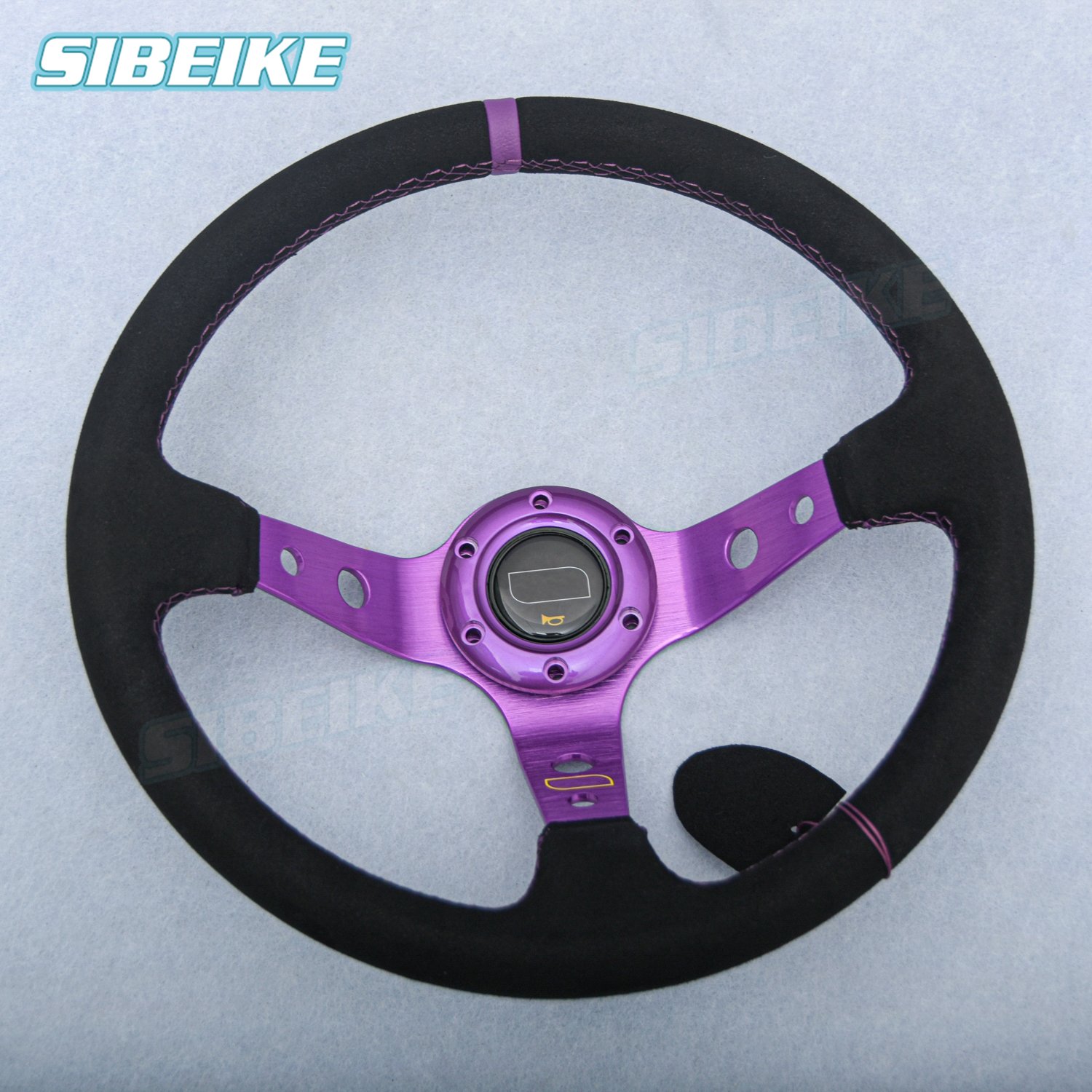 14inch Universal Tuning Sport Suede Leather Steering Wheel Deep Corn JDM Sim Racing Game Steering Wheel for Car Accessories