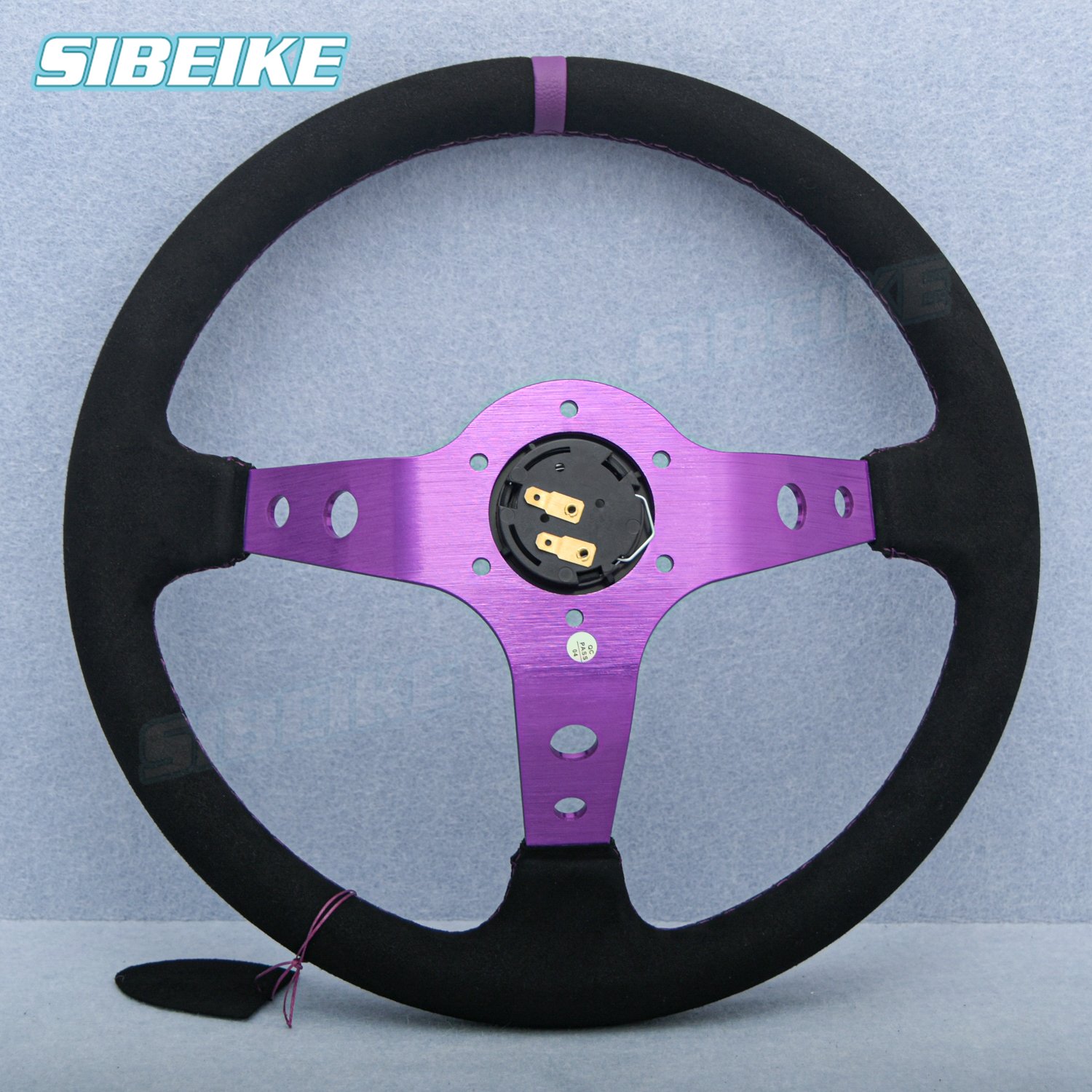 14inch Universal Tuning Sport Suede Leather Steering Wheel Deep Corn JDM Sim Racing Game Steering Wheel for Car Accessories