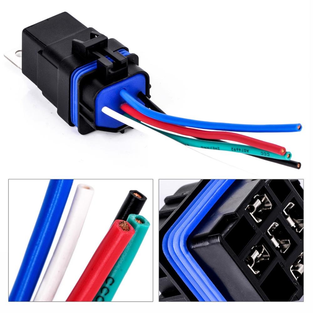 DC 12v 40A Auto Relay 4 Pin Waterproof Integrated Wired Automobile Relay + Holder With 105mm Length Wires