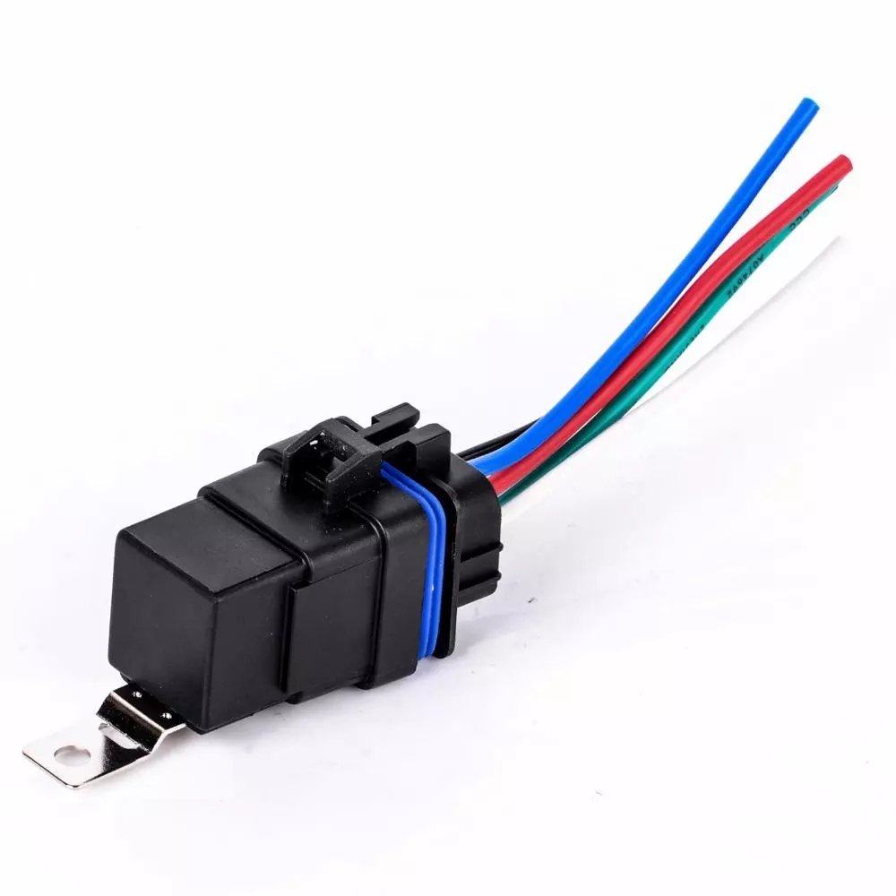 DC 12v 40A Auto Relay 4 Pin Waterproof Integrated Wired Automobile Relay + Holder With 105mm Length Wires