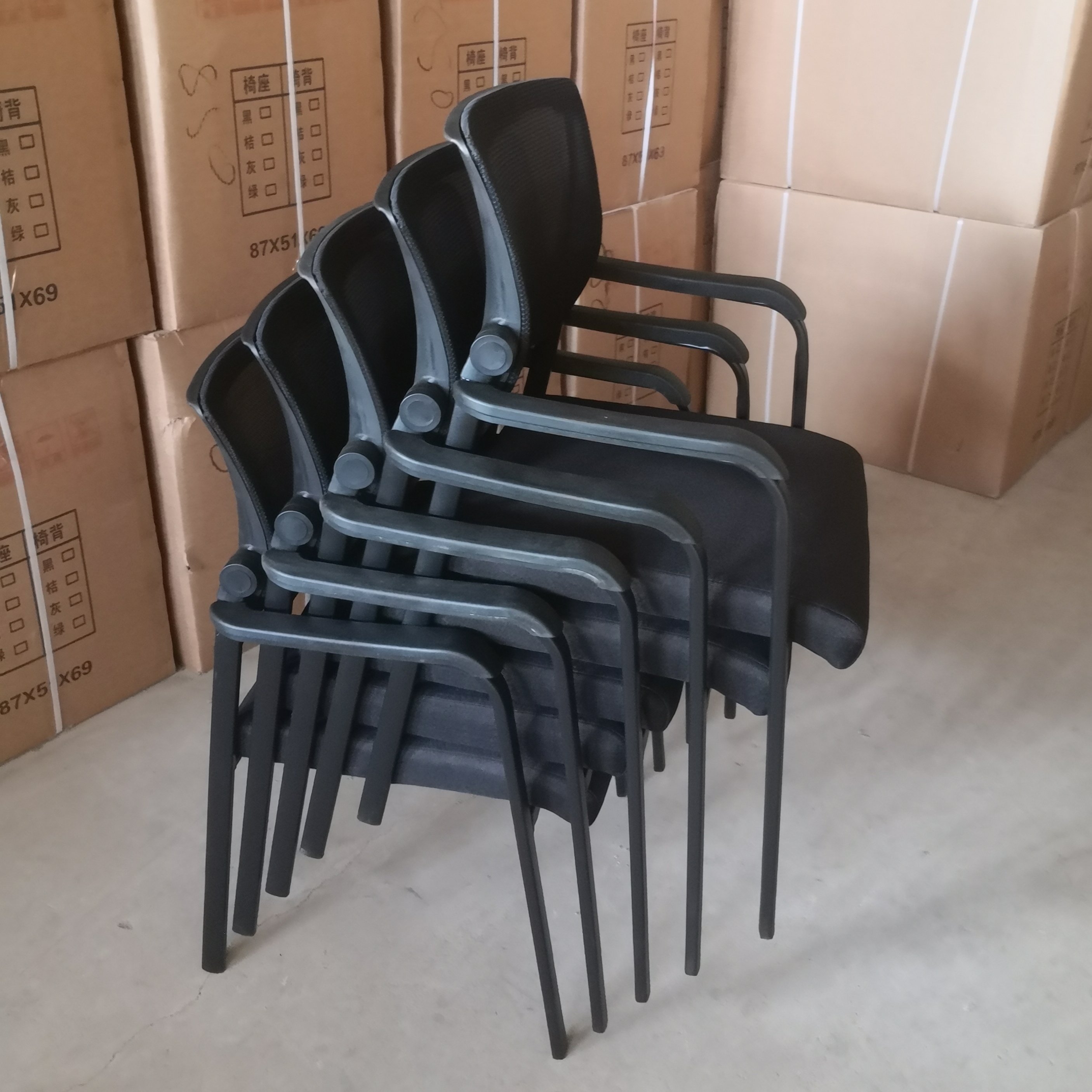 JSZM Ergonomic Office Commercial Steel Visitor Metal Upolsterd Net Mesh with Arms Stackable Seating Reception Meeting Room Chair