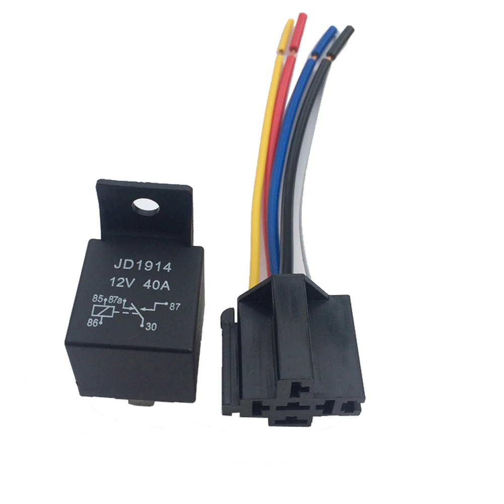 12V 24V 40A AMP 5 SPDT Car Truck Auto Automobile Automotive Relay with 5 Pin Socket 5 Wires for GPS Lamplight Fan Air Condition