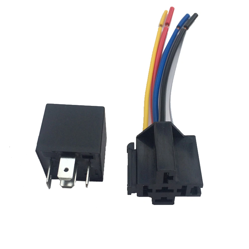 12V 24V 40A AMP 5 SPDT Car Truck Auto Automobile Automotive Relay with 5 Pin Socket 5 Wires for GPS Lamplight Fan Air Condition