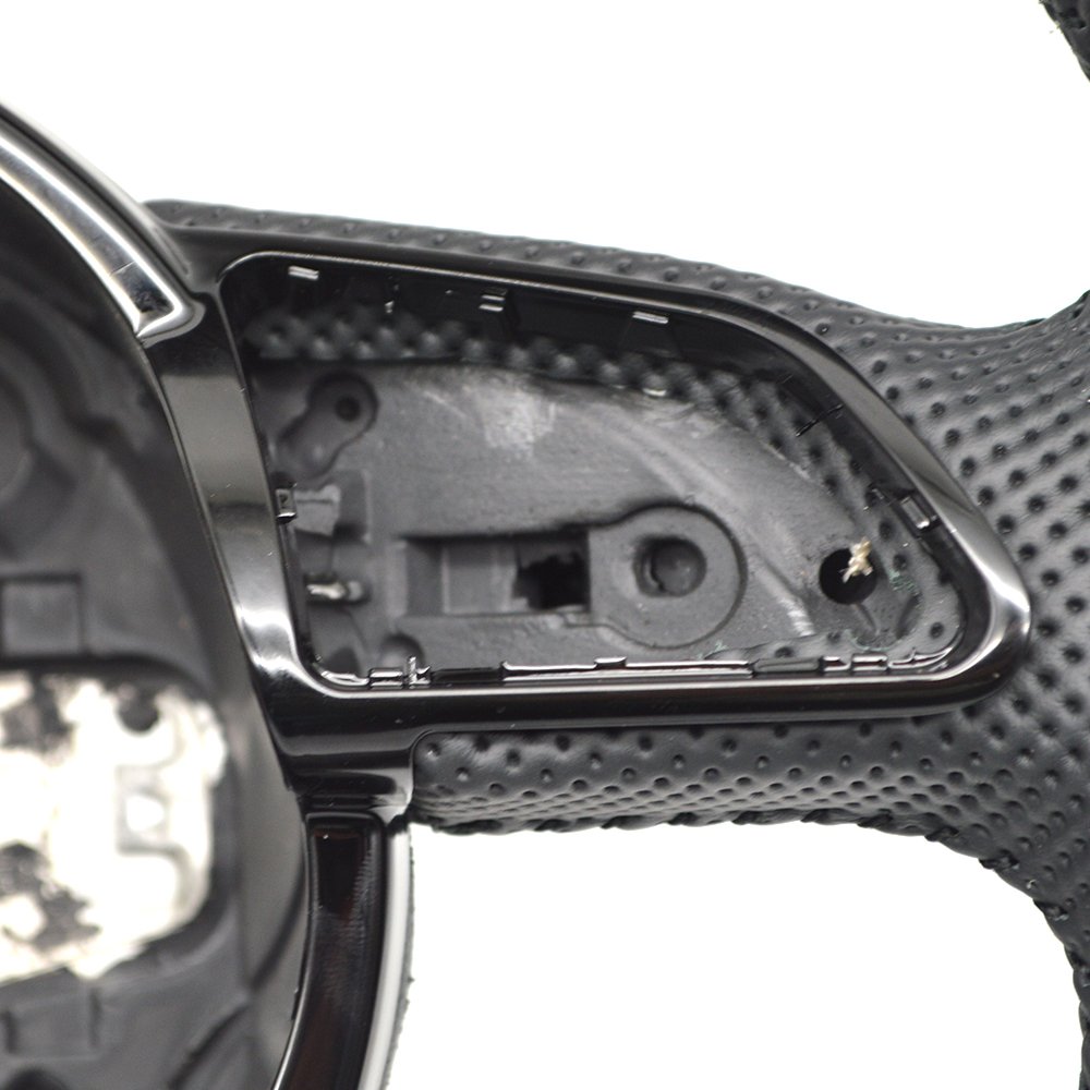 Black Stitched Full Leather Perforated Flat Bottom Steering Wheel for Audi A4 B8 A3 8V A4 A5 A7 Q3 Q5 Q7