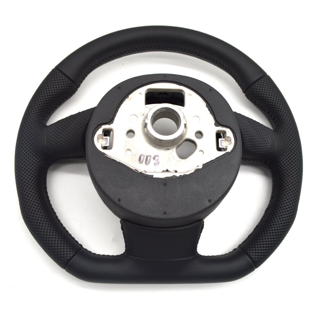 Black Stitched Full Leather Perforated Flat Bottom Steering Wheel for Audi A4 B8 A3 8V A4 A5 A7 Q3 Q5 Q7
