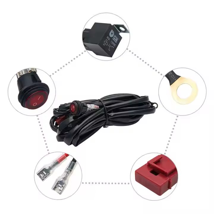 Hot Selling 1/2 LED Work Light Wiring Harness DT Plug Road Lights Switch Power Relay Blade Fuse PVC LED Light Bar Harness