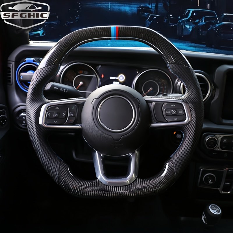 New For Jeep Wrangler Gladiator JK JL TJ KJ 2018-2024 Custom Carbon Fiber Steering Wheel Custom Car Interior Accessories