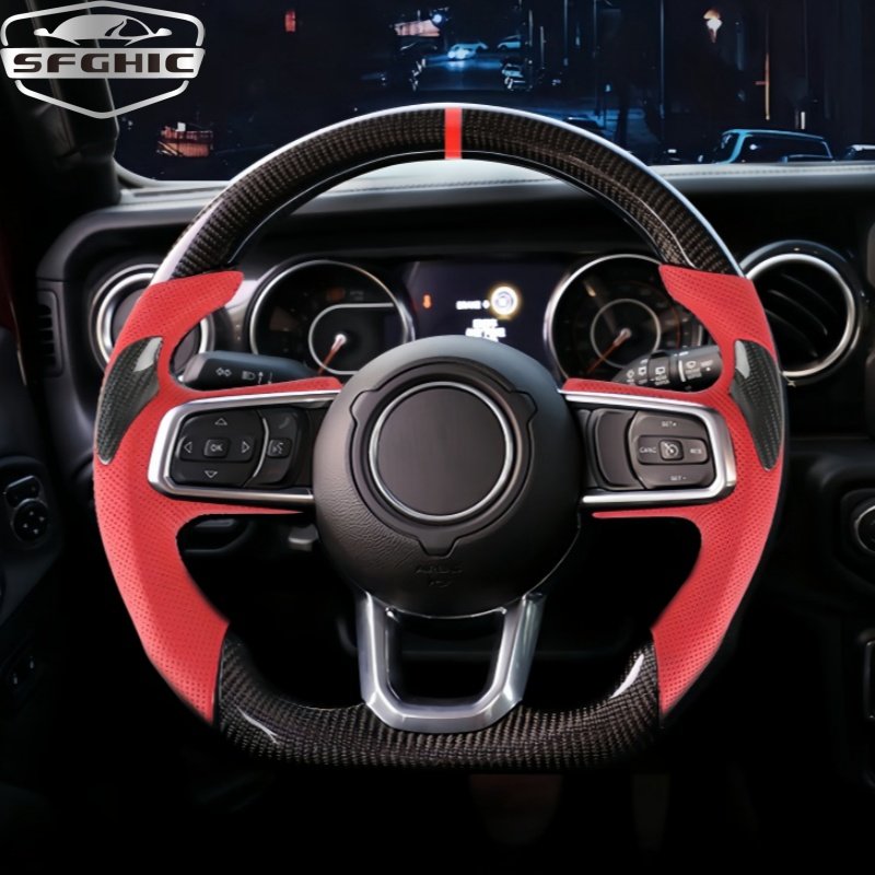 New For Jeep Wrangler Gladiator JK JL TJ KJ 2018-2024 Custom Carbon Fiber Steering Wheel Custom Car Interior Accessories