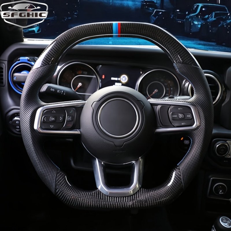 New For Jeep Wrangler Gladiator JK JL TJ KJ 2018-2024 Custom Carbon Fiber Steering Wheel Custom Car Interior Accessories