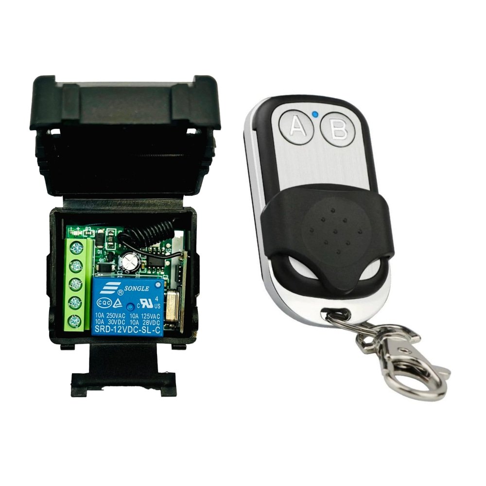 433MHz Wireless DC 12V Remote Control Switch 1CH RF 10A Relay Receiver and 2CH Transmitter for Door Electromagnetic Lock DIY
