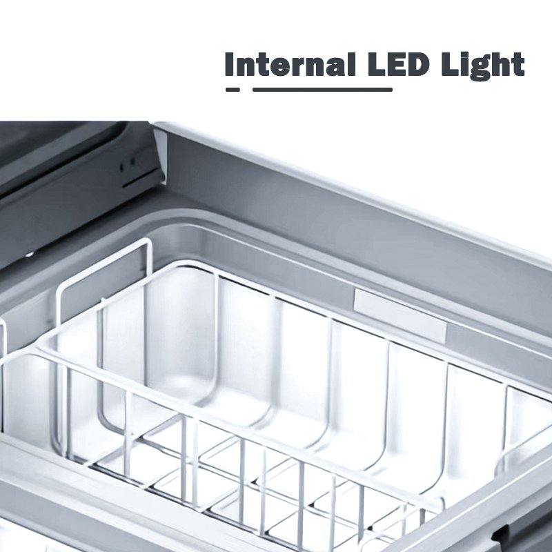 75L Dual Zone Solar Refrigerator Portable Car Refrigerator 95l Cooler and Warmer Retractable Rod with Wheels Car Cool Box