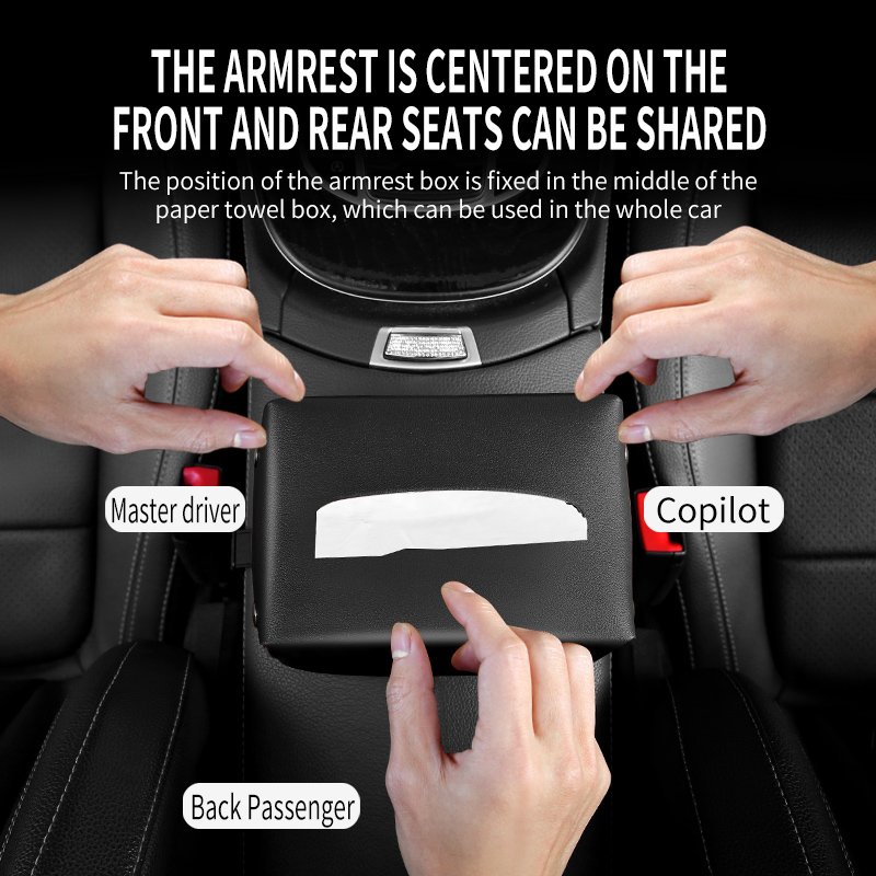 Black Car Tissue Box Car Sun Visor Back Seat Headrest Hanging Holder Boxes Auto Home Universal Napkin Paper Pu Leather Box