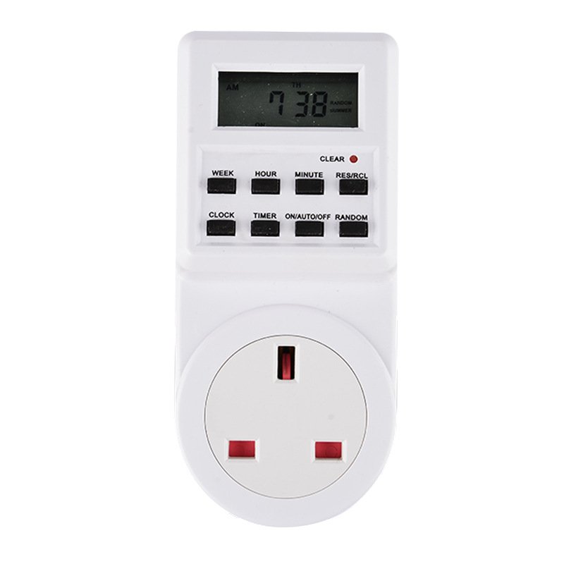 British Small Screen Timer Switch Socket Air Conditioner Kitchen Timer Switch 0-168hour 230V 13A 2900W Neutral Packaging